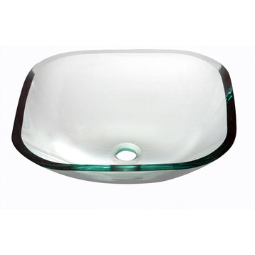 Dawn Tempered Glass Vessel Sink-Square Shape, Clear Glass