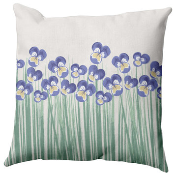 Field of Pansies Outdoor Pillow, Purple, 18"x18"