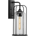 Progress Lighting - Watch Hill 1-Light Textured Black Clear Seeded Glass Outdoor Wall Light - Incorporate a timeless style inspired by Victorian-era gaslight fittings with the Watch Hill Collection 1-Light Textured Black Clear Seeded Glass Farmhouse Outdoor Medium Wall Lantern Light.