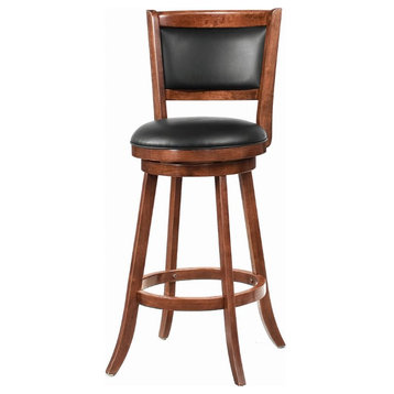 Coaster Upholstered Faux Leather Swivel Bar Stools in Black