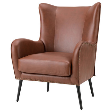 39" Comfy Living Room Armchair With Special Arms, Brown