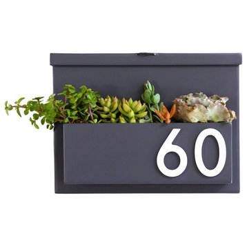 You've Got Mail Mailbox with Planter, Grey, Three White Numbers