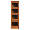 Mission Oak 4 Stack Narrow Barrister Bookcase With Leaded Glass, Michael's Cherry