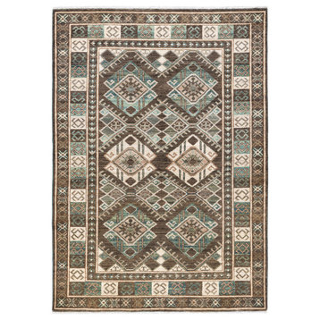 Eclectic, One-of-a-Kind Hand-Knotted Area Rug Gray, 4'2"x5'10"