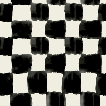 Mr. Kate Tess Watercolor Soft Black Checker Peel and Stick Wallpaper