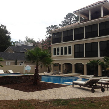 25 X 45 GUNITE POOL W SPILL OVER SPA