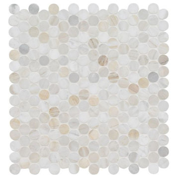 Athena Gold Pennyround 12X12 Honed Marble Mosaic, 10 Sheets