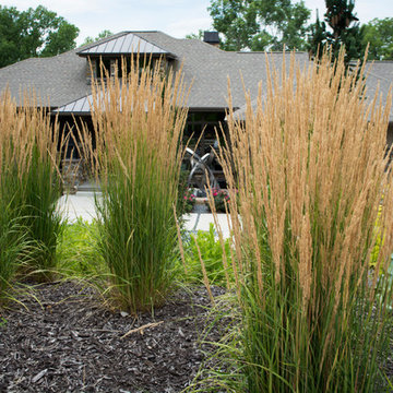 Modern Hillside Entry and Sculpture Garden
