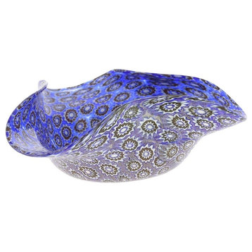 GlassOfVenice Murano Glass Millefiori Decorative Bowl - Classic Blue