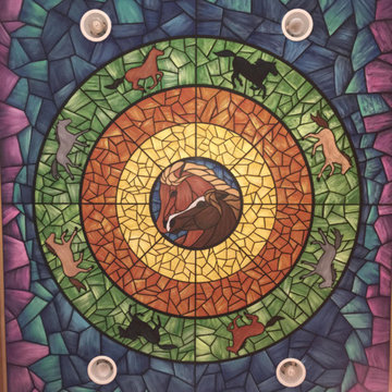 Faux Stained Glass Ceiling Mural, hand painted by Tom Taylor of Mural Art LLC