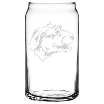 Irish Wolfhound Dog Themed Etched All Purpose 16oz. Libbey Can Glass