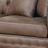Simi 61" One Arm Chaise, 2 Pillows, Nailhead Trim, Brown Faux Leather