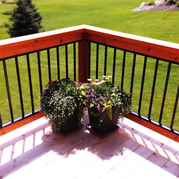 Cedar Pergola covered Cedar deck with Polycarbonate roof