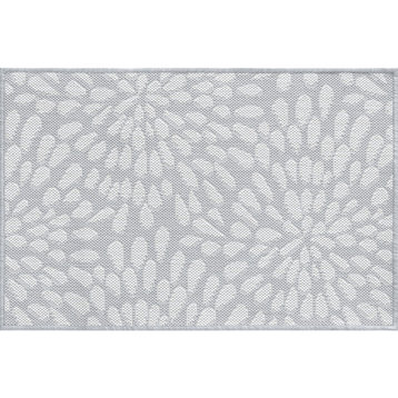Edith Transitional Floral Indoor Rug, Gray/Cream, 2'x3'