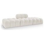 Meridian Furniture - Ames Boucle Fabric Modular Sofa, Cream, 3-Piece: 1 Armless Chair, 2 Ottoman - Introduce a touch of modern sophistication to your living area with the exquisite Ames Boucle Fabric Sectional. With plush cream boucle fabric and unique design, it will elevate the visual appeal of your living space. This elegant and captivating sectional can be mixed and matched with other pieces from the collection to create an endless array of stunning looks. So, get ready to transform your living area into an inviting and stylish haven with the Ames Boucle Fabric Sectional.