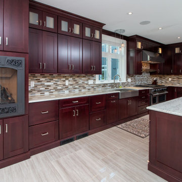 Transitional Cabico Unique Cherry Cordovan Kitchen Remodel with Butler’s Pantry