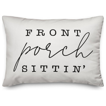 Front Porch Sittin' Outdoor Lumbar Pillow, Black
