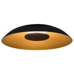 Cerno - Volo Flush Mount, Noir, Brushed Brass/ Black Leather/Dark Stained Walnut, 3500K - The handcrafted Volo flush mount is a celebration of natural materials. The solid hardwood, brass finish, leather, and aluminum showcase the purposeful design that went into each detail. The indirect LED light source emits light of beautiful quality.