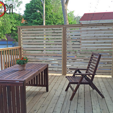 Cedar Deck and Fence Wood Privacy Wall and Wood Spindle Railings