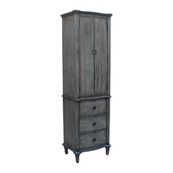 Rustic Linen Cabinet Gray Oak Finish, Floor-standing Linen Tower - Bathroom Cabinets