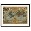 World Vintage Map Print On Canvas With Picture Frame 28" X 37"