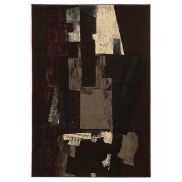 Hawthorne Collection 5' x 7' 6" Rug in Black and Burgundy
