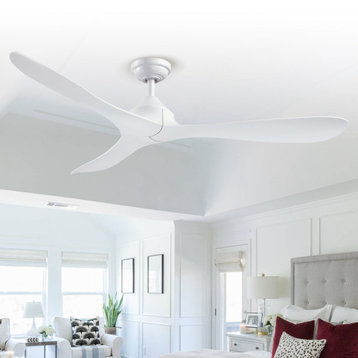 56 in Remote control Modern Ceiling Fan with 3 Blades, White
