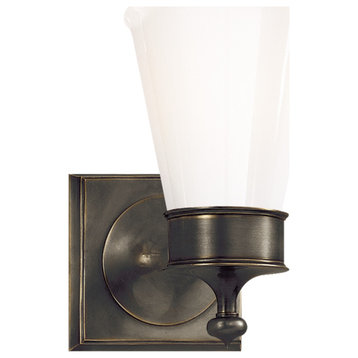 Siena Single Sconce in Bronze with White Glass