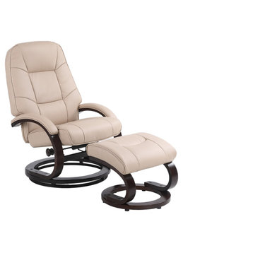 Sundsvall Recliner and Ottoman in Khaki Air Leather