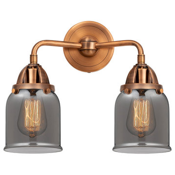 Small Bell Bath Vanity Light, Antique Copper, Plated Smoke, Plated Smoke