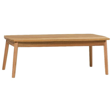 Modern Outdoor Spindle Style Solid Wood Coffee Table - Natural