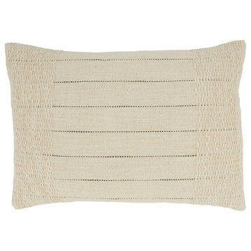 Contemporary Comfort Stripe Down Filled Throw Pillow, Natural, 14"x20"
