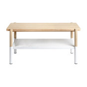 Promenade Bench, White and Natural