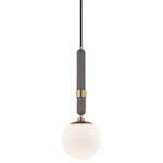 Mitzi by Hudson Valley Lighting - Brielle 1-Light Small Pendant, Aged Brass - Brielle brings concrete to the party. Grey and a bit rough with heterogeneous flecks, the material introduces instant textural intrigue to a space. Classic white shades and metal cuffs around the cylindrical body contrast the concrete and give it an elegant, contemporary feel.