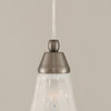 Cord Mini Pendant, Brushed Nickel/Fluted Frosted Crystal