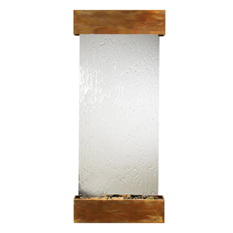 Inspiration Falls Water Fountain, Silver Mirror, Rustic Copper, Square