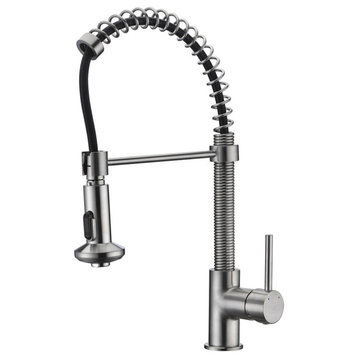 ANZZI Step Single Handle Pull-Down Sprayer Kitchen Faucet, Brushed Nickel