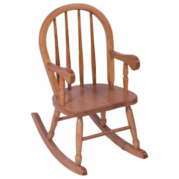 Amish Made Oak Child's Spindle Back Rocker, Michael's Cherry Stain