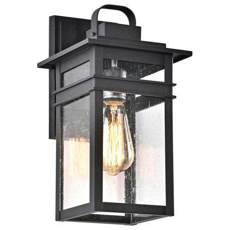 CHLOE Lighting Brian Transitional 1-Light Textured Black Outdoor Wall Sconce