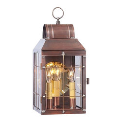 Saving Shepherd - Handcrafted Outdoor Lantern Sconce, Antique-Style Copper - Outdoor Wall Lights And Sconces