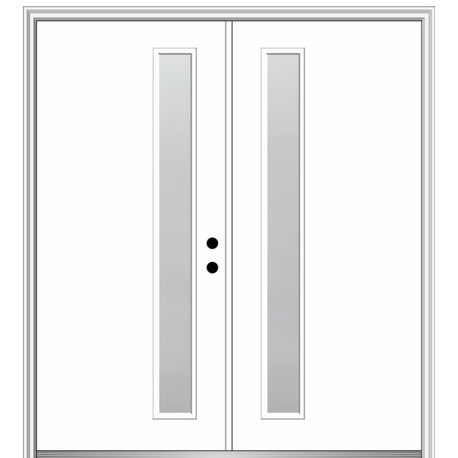 64"x80" 1 Lite Frosted Left-Hand Inswing Primed Fiberglass Door, 6-9/16"