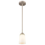 Millennium Lighting - Millennium Mini Pendant in Satin Nickel - This mini pendant from Millennium Lighting comes in a satin nickel finish. It measures 5" wide x 6" high. This light uses one standard bulb up to 100 watts each. This light includes a 1 year limited manufacture's warranty.For indoor use.  This light requires 1 , 100W Watt Bulbs (Not Included) UL Certified.