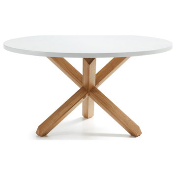 White Round Mikado Leg Dining Table | La Forma Lotus