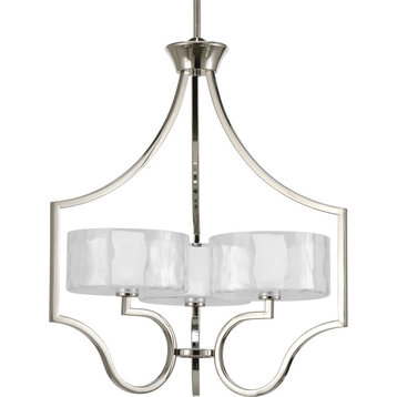 Caress Collection 3-Light Polished Nickel Chandelier With Bulb