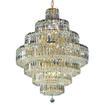 Coaraze Gorgeous French Empire Crystal Led Chandelier, Gold, Dia25.6×h34.6" / Dia65×h88cm, Cool Light