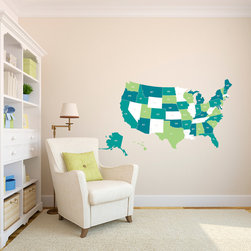 Map of United States - Multicolor Wall Decal - Wall Decals