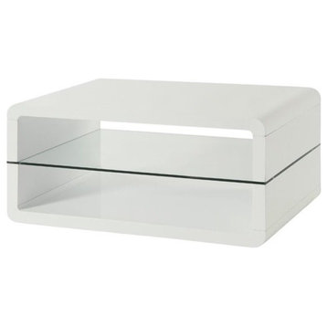 Bowery Hill 2 Shelf Coffee Table in Glossy White