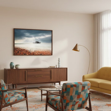 Abandoned West Pier Vintage Mid-Century Modern Style Artwork