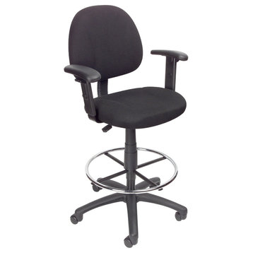 Boss Drafting Stool, B315-Bk With Footring And Adjustable Arms