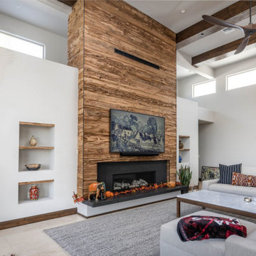 Wall - Modern Mushroom Wood Fireplace Wrap - Greer Fireplace